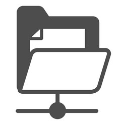 Document folder and network connection file solid vector