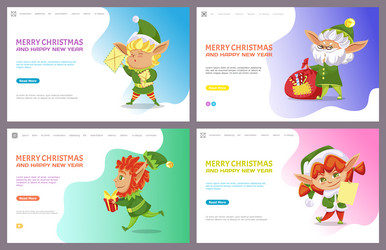 merry christmas and happy new year collection vector