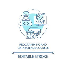 Programming and data science courses turquoise vector