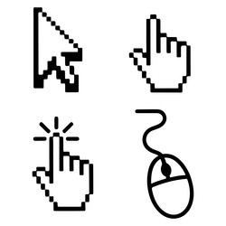 black pixel mouse cursor pointer click icon set vector image