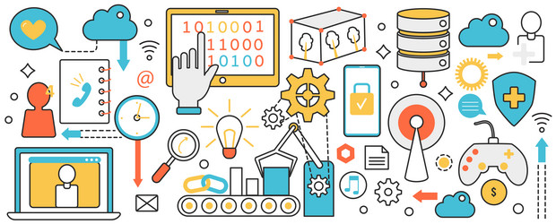 business process automation with robots rpa vector image