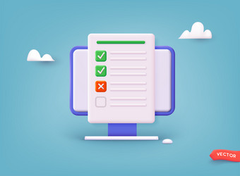 display monitor and checkbox marks online vector image