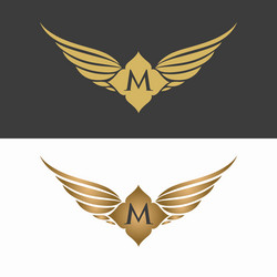 Luxury royal wing letter wu crest gold color logo Vector Image