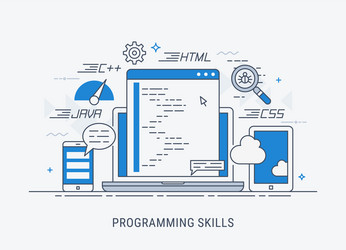 Programming Skills - Line Art vector image