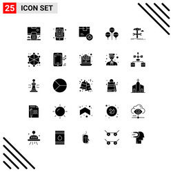 25 thematic solid glyphs and editable symbols vector