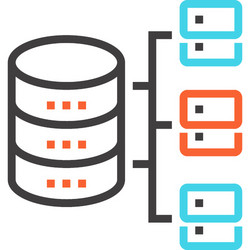 database architecture flat line web icon concept vector image