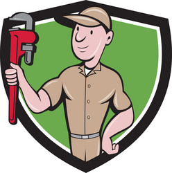handyman monkey wrench crest cartoon Vector Image