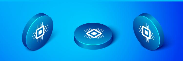 isometric computer processor with microcircuits vector image
