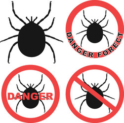 Mite warning sign tick icon vector