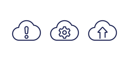 Upload error cloud computing line icons vector