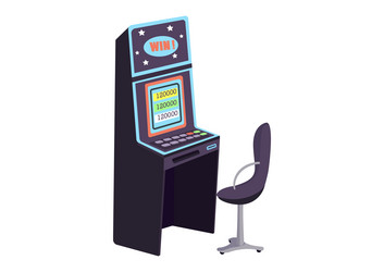 casino cartoon slot machine flat color object vector