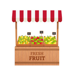 Fruit market showcase stand with fruits Royalty Free Vector