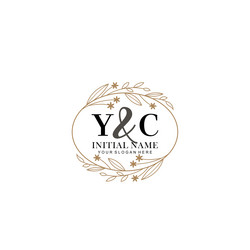 minimalist floral initial logo yc branding Vector Image