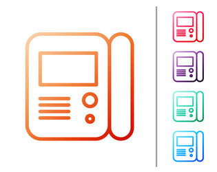 Red line house intercom system icon isolated vector