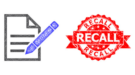 Textured recall stamp seal and net edit text page vector