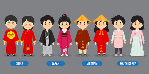 character in different national costumes vector