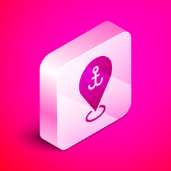 Isometric map pointer with anchor icon isolated vector