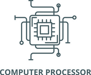 Computer processor line icon vector