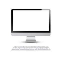 Modern Computer Display with Keyboard vector image