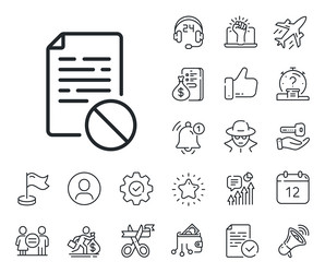 not allowed document line icon no file sign vector