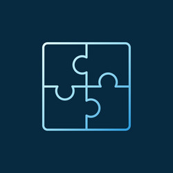 Puzzle concept blue icon or logo in outline vector