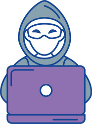 Cyber thief avatar character with laptop vector