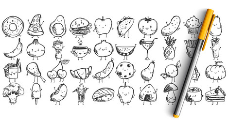 Food doodle set Royalty Free Vector Image - VectorStock