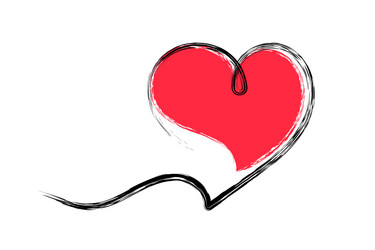 heart hand drawn continuous line with bright spot vector image
