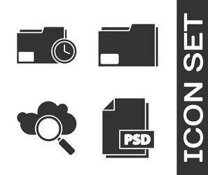 set psd file document folder with clock vector image