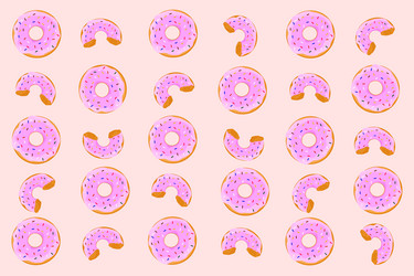 Large donut with pink filling and multi-colored vector