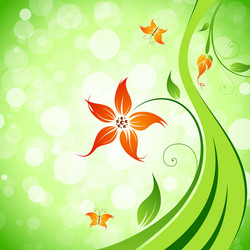 Abstract flower background with butterflies vector