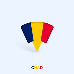chad flag map pointer design with shadow vector image