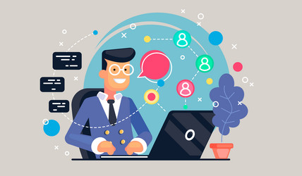Code concept of student using laptops vector