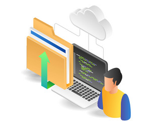 flat concept isometric cloud server program data vector image