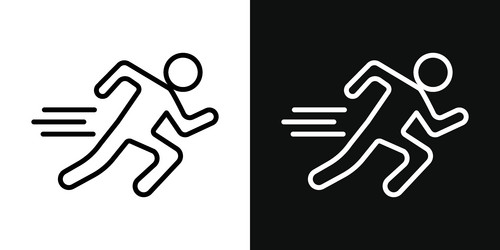 Man fast run icon set runner and speed motion vector