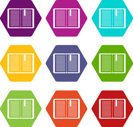 open tutorial with bookmark icon set color vector image