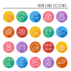 Party celebration thin line icons set birthday vector