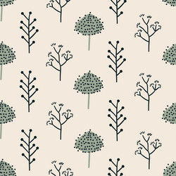 seamless trendy pattern with abstract scandi trees vector image