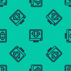 blue line bot icon isolated seamless pattern vector image