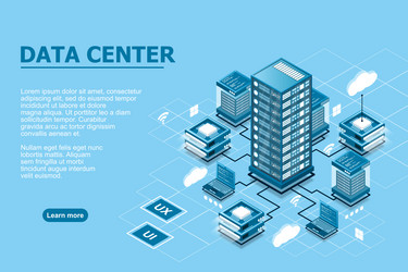 concept of data network management isometric map vector image