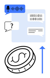 conversational ai binary code and financial vector image