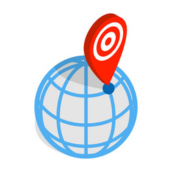 globe and map pointer icon isometric 3d style vector image