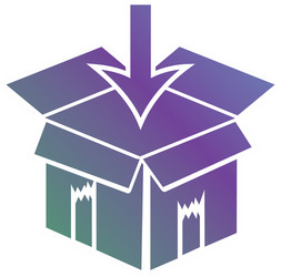 line box package object apen with arrow down vector image