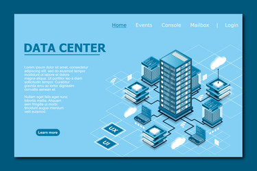 concept of data network management isometric map vector image