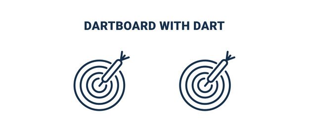 dartboard with dart icon outline and filled vector image