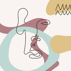 Face with abstract shapes lines zigzag in line vector