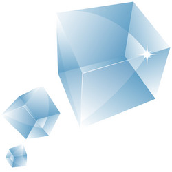 Glass transparent cube illuminated by spotlights Vector Image