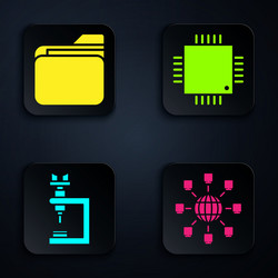 Set social network document folder microscope vector