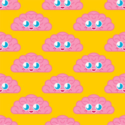 Cute brain pattern funny brains cartoon style vector
