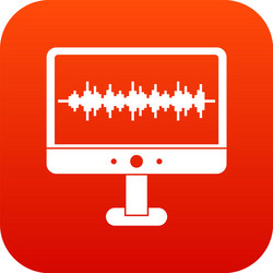 sound waves icon digital red vector